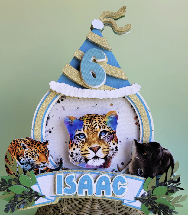 Personalized Light-Up Jaguar 3D Cake Topper with Shaker
