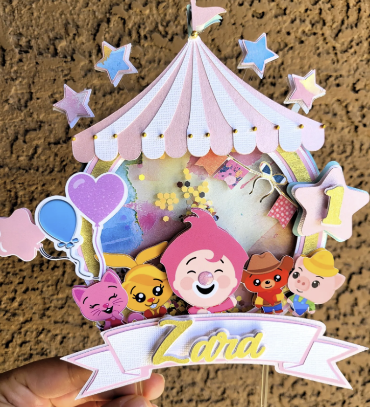 Personalized Light-Up Plim Plim Cake Topper with Shaker