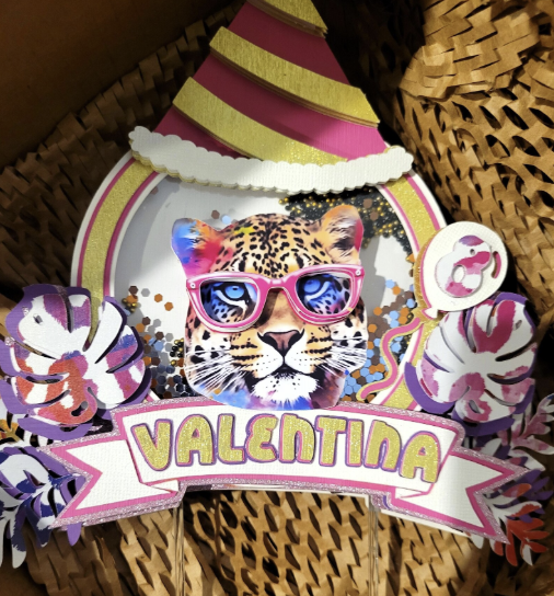 Personalized Light-Up Custom 3D Leopard Cake Topper